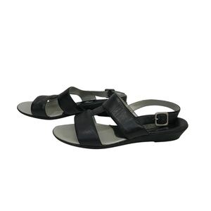 Brioso Sandals Black Leather Wedge Summer Strappy Slingback Size 7
